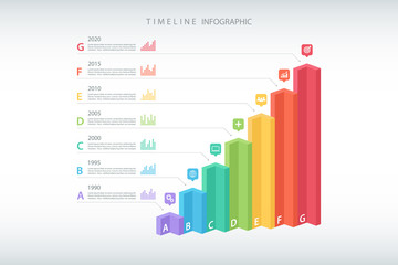 Poster - Isometric timeline infographic design template. Vector illustration for workflow layout, diagram, number options, web design.