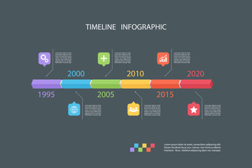 Aufkleber - Timeline infographic design template.Vector illustration for workflow layout, diagram, number options, web design.