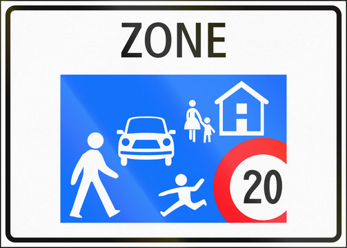 Road sign used in Switzerland - Home zone entry