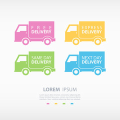 Canvas Print - Set of color delivery truck icons. Vector illustration.
