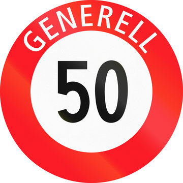 Road sign used in Switzerland - maximum speed limit, the word means generally in German