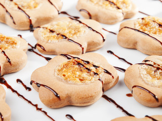 Poster - Cookies with chocolate toppling