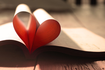 book on the wood with heart shape