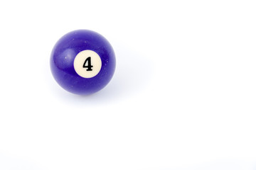 Wall Mural - Billiard ball four isolated on a white background