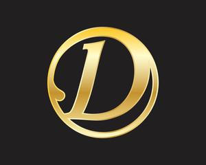 Sticker - D Circle Gold initial letter Logo