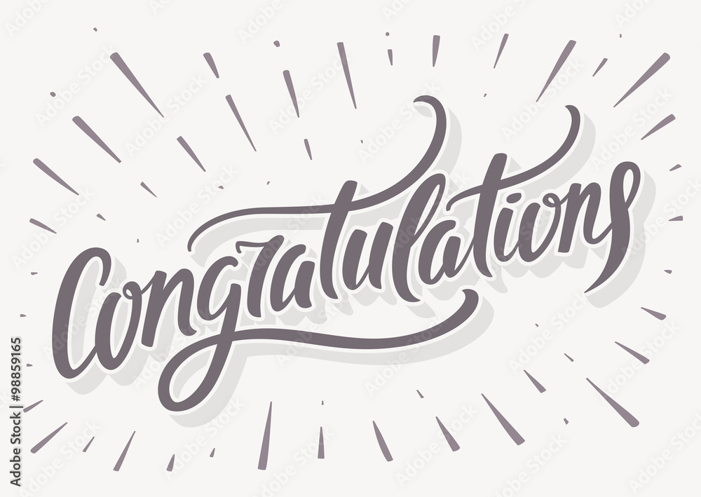 Congratulations card. Hand lettering - obrazy, fototapety, plakaty 