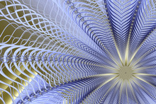 Flower Of A Series Of Endless Blue Waves. Tracery Pattern. High Resolution Abstract Fractal Computer Generated Detailed Image