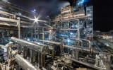 Fototapeta  - Chemical plant for production of ammonia and nitrogen fertilization on night time.