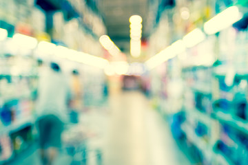 Aufkleber - Blurred background,Customer shopping at Supermarket store blur b