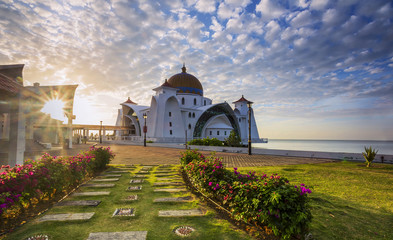 Selat Melaka (Strait Malacca) Mosque, Malacca, Malaysia.