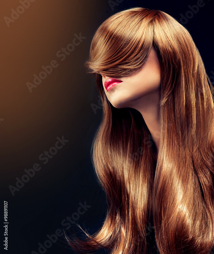 Beautiful model girl  with long  curly hair Canvas Print