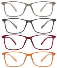 Wall Mural - glasses isolated on white background, red, orange, grey, color