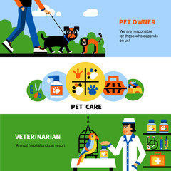 Wall Mural - Veterinary banners with pet and veterinarian 