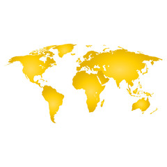 Wall Mural - map of the earth gold color on a white background