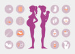 Pregnancy and birth icons set