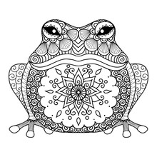 Hand Drawn Zentangle Frog For Coloring Book For Adult