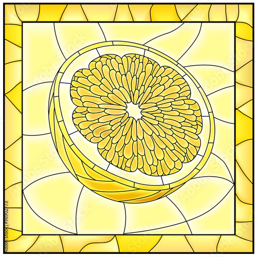 Obraz w ramie Vector yellow illustration of fruit yellow lemon.