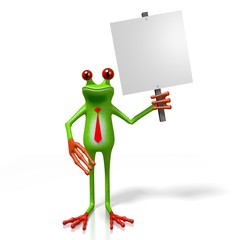 Canvas Print - 3D frog with a signpost