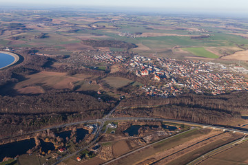 aerial view of the harvest fields