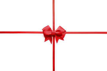 shiny red ribbon with bow isolated on white