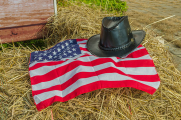 American flag and Cowboy hats