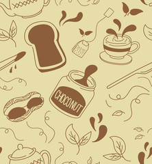 Poster - tea and breakfast pattern