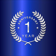 © triwaw - Simple Wreath Anniversary Silver Vector Logo Year 1