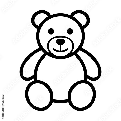 Fotografie, Tablou Teddy bear plush toy line art icon for apps and websites
