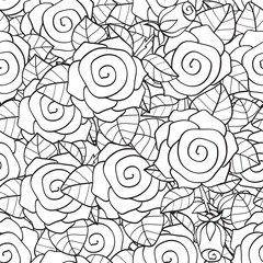 Adult coloring book page design with floral seamless pattern