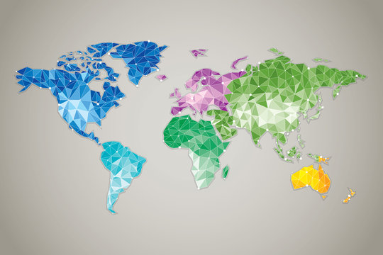 World map Low poly - Modern elements of info graphics
The map drawing is not on proportion and details