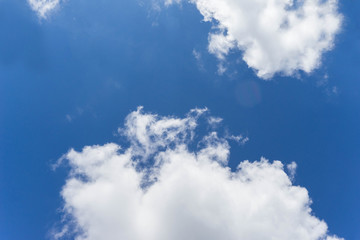 white cloud in the blue sky, view from bottom up
