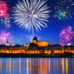 Wall Mural - New Years firework display in Torun, Poland