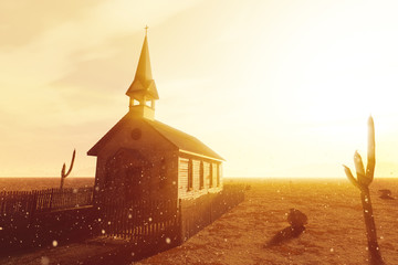 Old Wooden Christian Desert Chapel