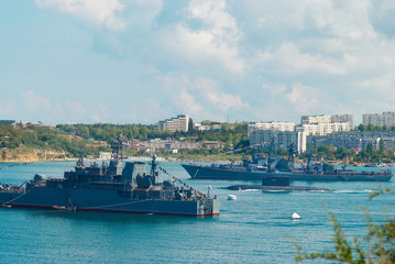 Wall Mural - Russian warships and submarine.