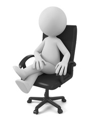 Wall Mural - 3d people sitting in chair thinking. 3d image. Isolated white background