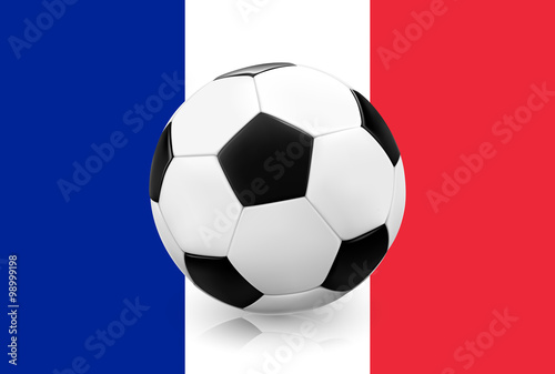 Poster Realistic soccer ball / football on French flag background