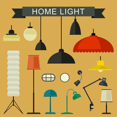 Home light icons set.