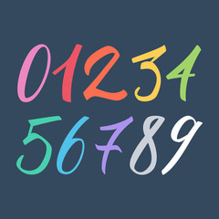 Poster - Hand drawn color numbers set. Vector illustration.