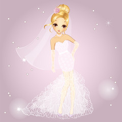 Wall Mural - Blonde Girl In Wedding Dress