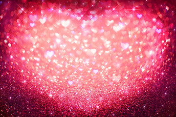 Wall Mural - valentines day holiday background. vintage hearts defocused