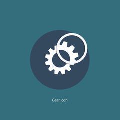 Poster - Gear icon with magnifying glass. Vector illustration.