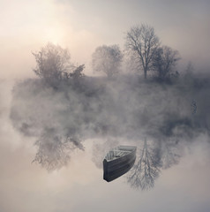 Wall Mural - Boat in the fog