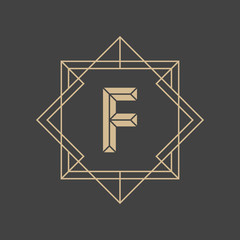 Aufkleber - Letter F logo icon design template. F letter outline monogram. Vector illustration.