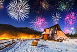 Fototapeta Dziecięca - New Years firework display in Tatra mountains, Zakopane