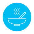 Bowl of hot soup with spoon line icon