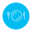 Plate with cutlery line icon