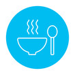 Bowl of hot soup with spoon line icon
