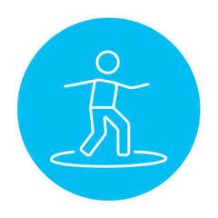 Canvas Print - Male surfer riding on surfboard line icon.