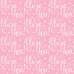 Poster - I love you, Valentines Day, lettering, graphic design, pink