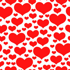 Wall Mural - Valentines day pattern seamless of red hearts